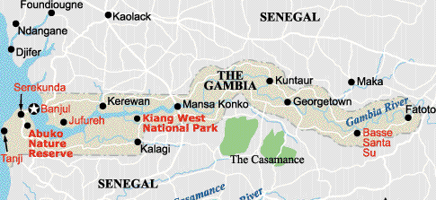 de landkaart van gambia