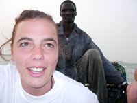 Linda op het bootje